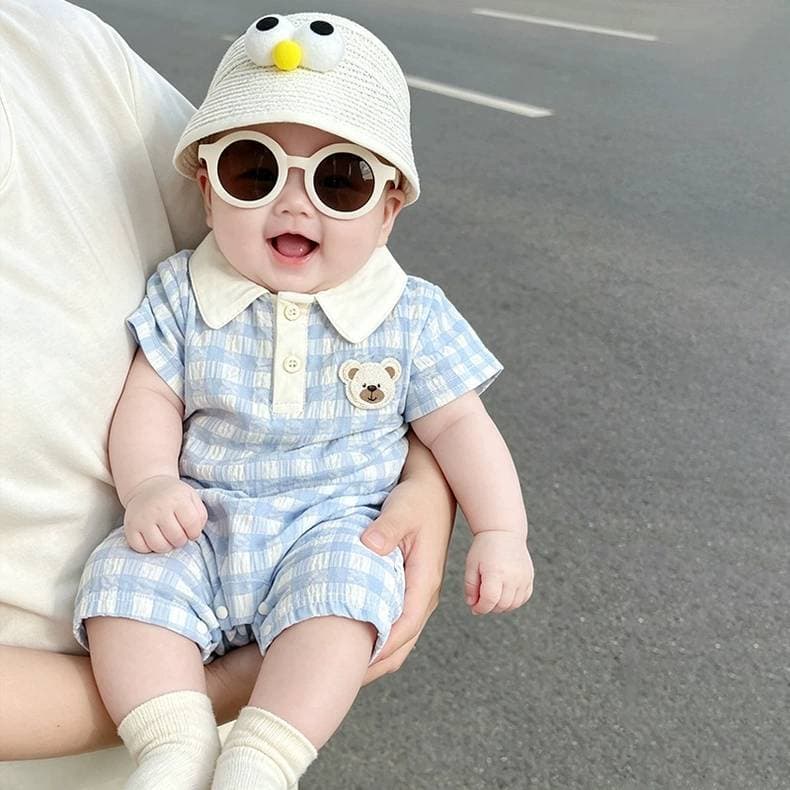 NT BABY-231 ชุดจั๊มสูทเด็กลายทางฟ้า คอปกหมีน้อย ลุคคุณหนู ใส่สบาย รูปที่ 6