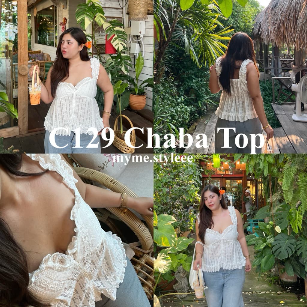 C129 Chaba Top - เสื้อครอปฉลุสาวอวบ รูปที่ 1