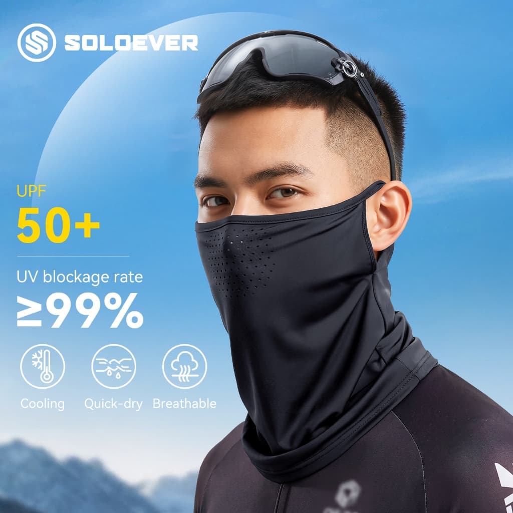 SOLOEVER หน้ากากผ้าเรยอน ระบายอากาศ ป้องกันรังสียูวี แห้งเร็ว อเนกประสงค์ สําหรับขี่จักรยาน ตกปลา รูปที่ 5
