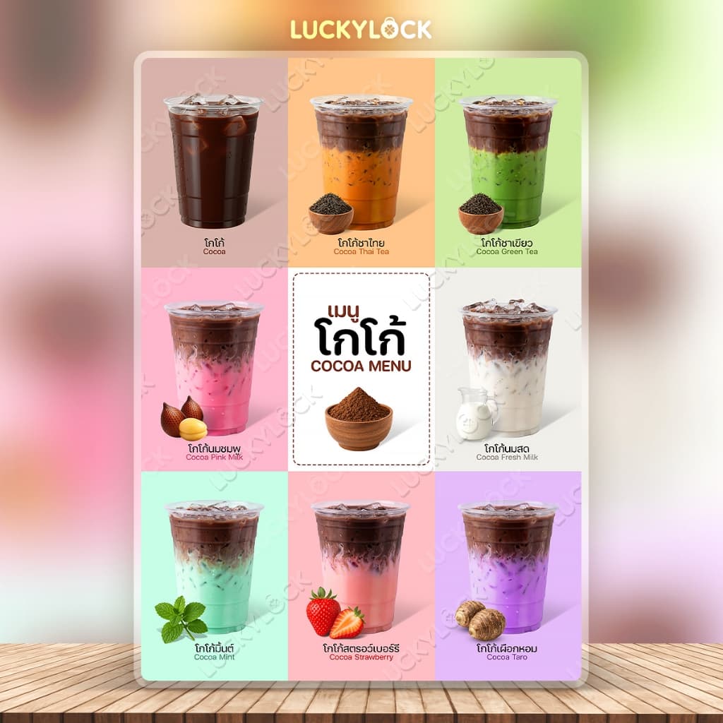 ป้ายเมนูเครื่องดื่ม ป้ายกาแฟ รวมชุดแบบที่ 5 ป้ายโปสเตอร์สำหรับร้านค้าและคาเฟ่ เคลือบแข็ง รูปที่ 7