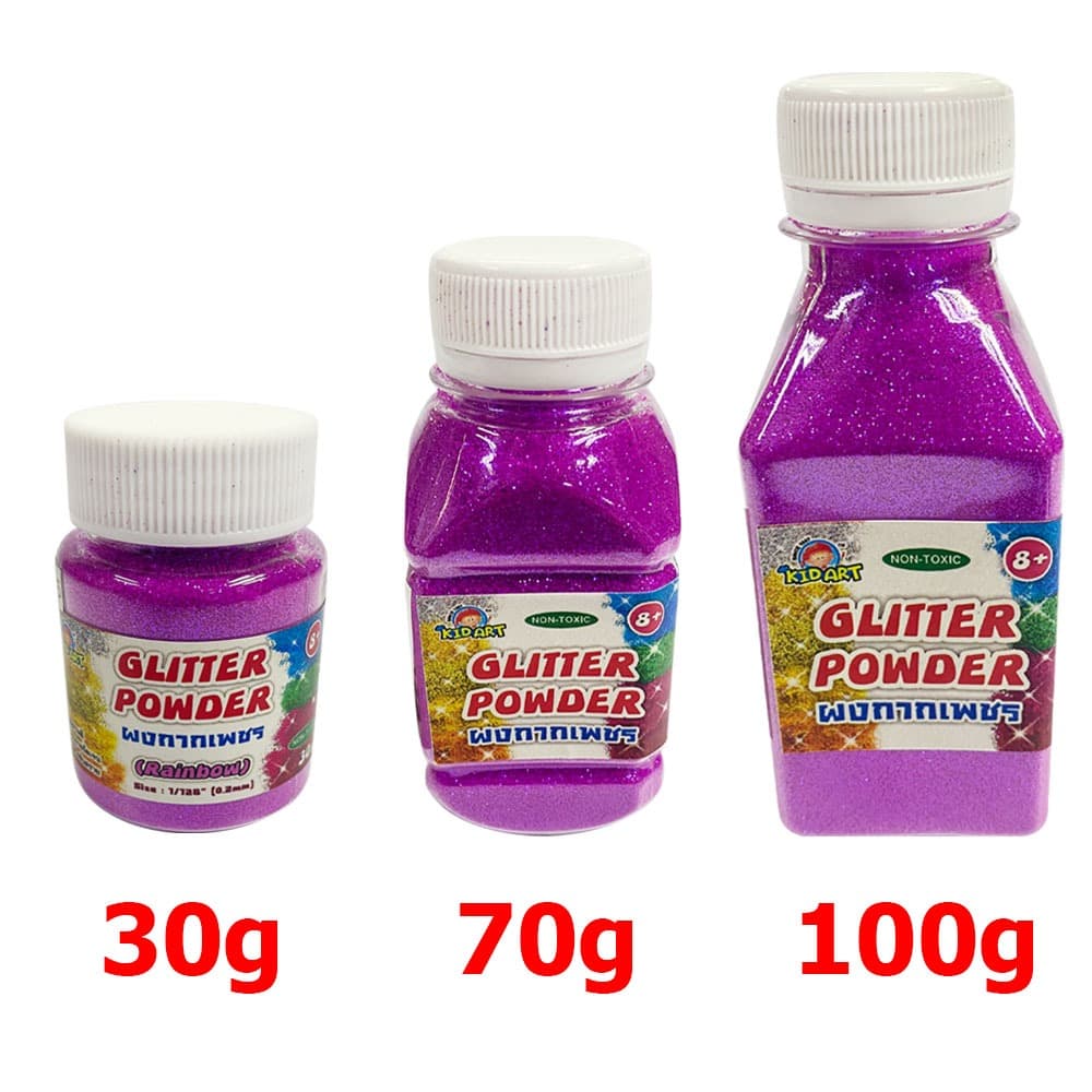 KidArt ผงกากเพชร Metallic/Rainbow 2 สไตล์ 3 ขนาด 30/70/100 กรัม ผงวิบวับตกแต่งงานศิลปะ DIY คุณภาพดี รูปที่ 9