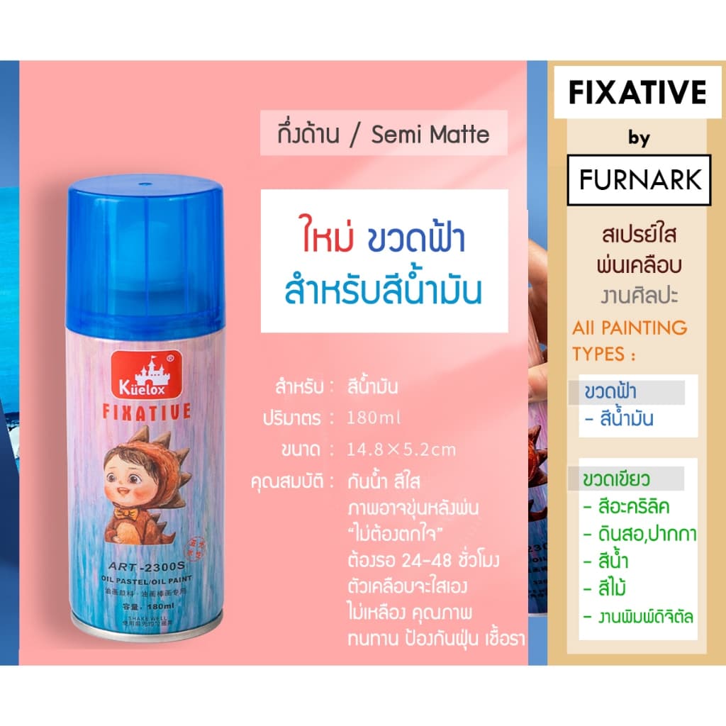 สเปรย์เคลือบภาพ FIXATIVE เคลือบงานศิลปะ สีอคริลิค สีน้ำมัน สีชอล์ค สีไม้ ป้องกันฝุ่น เชื้อรา และคราบ รูปที่ 7