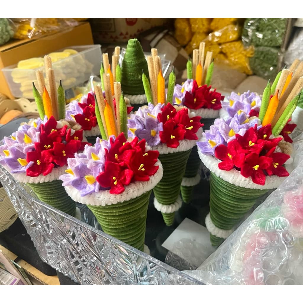 กรวยไหว้ครู ลวดกำมะหยี่DIY รูปที่ 5