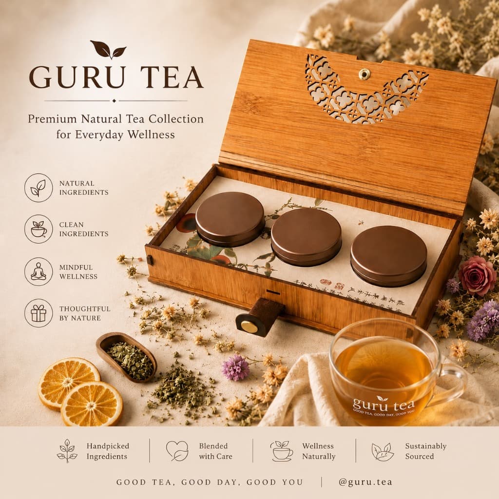 เซ็ตของขวัญ เซ็ตชา 3 / 6 ชนิด จากแบรนด์ guru tea ชามะลิ ชายอดน้ำค้างน้ำผึ้ง ชาหอมหมื่นลี้ ตัวขายดี รูปที่ 2
