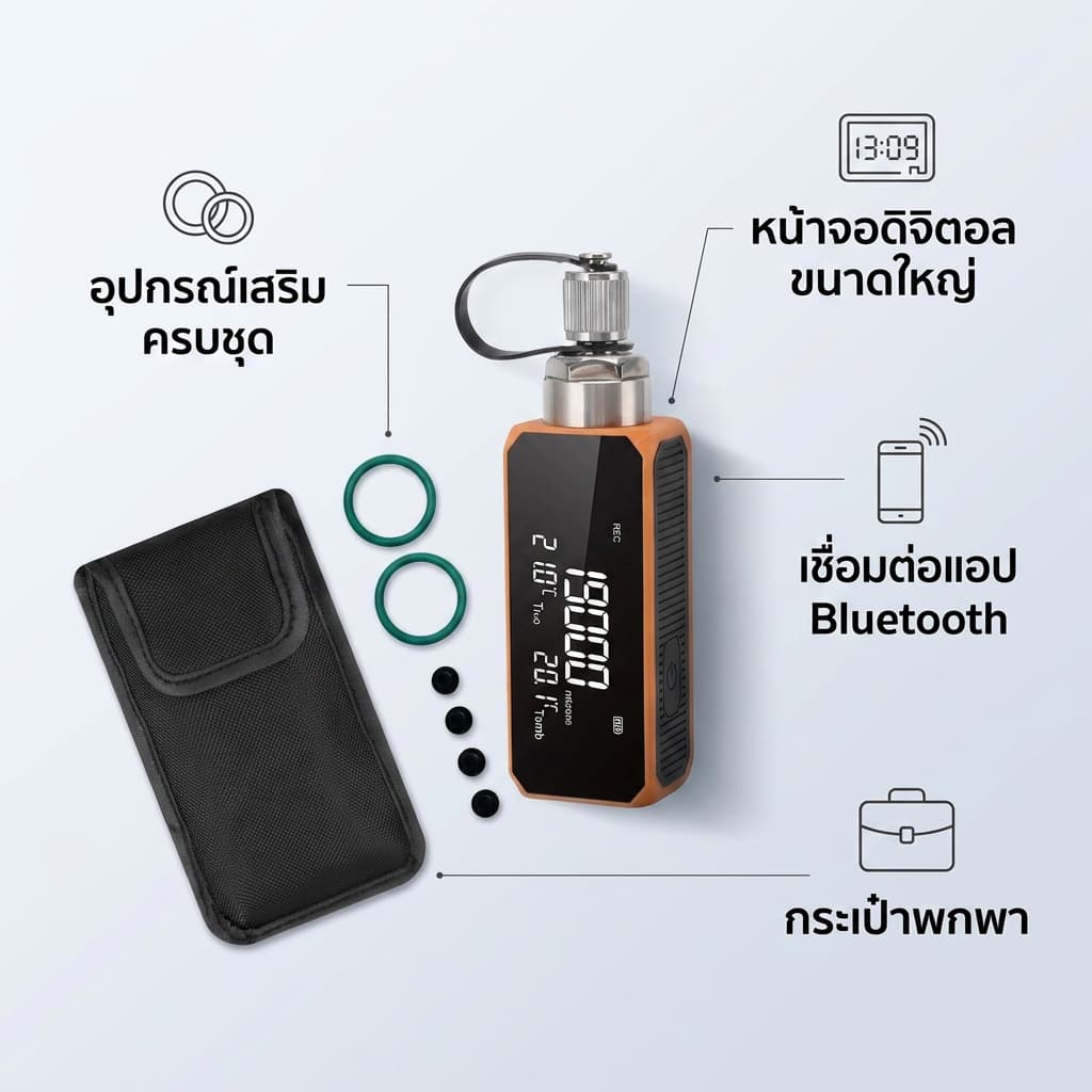 Elitech VGW-mini ไมครอนเกจดิจิทัล Wireless Micron Gauge 1~19,000 Microns, Digital Vacuum Gauge รูปที่ 2