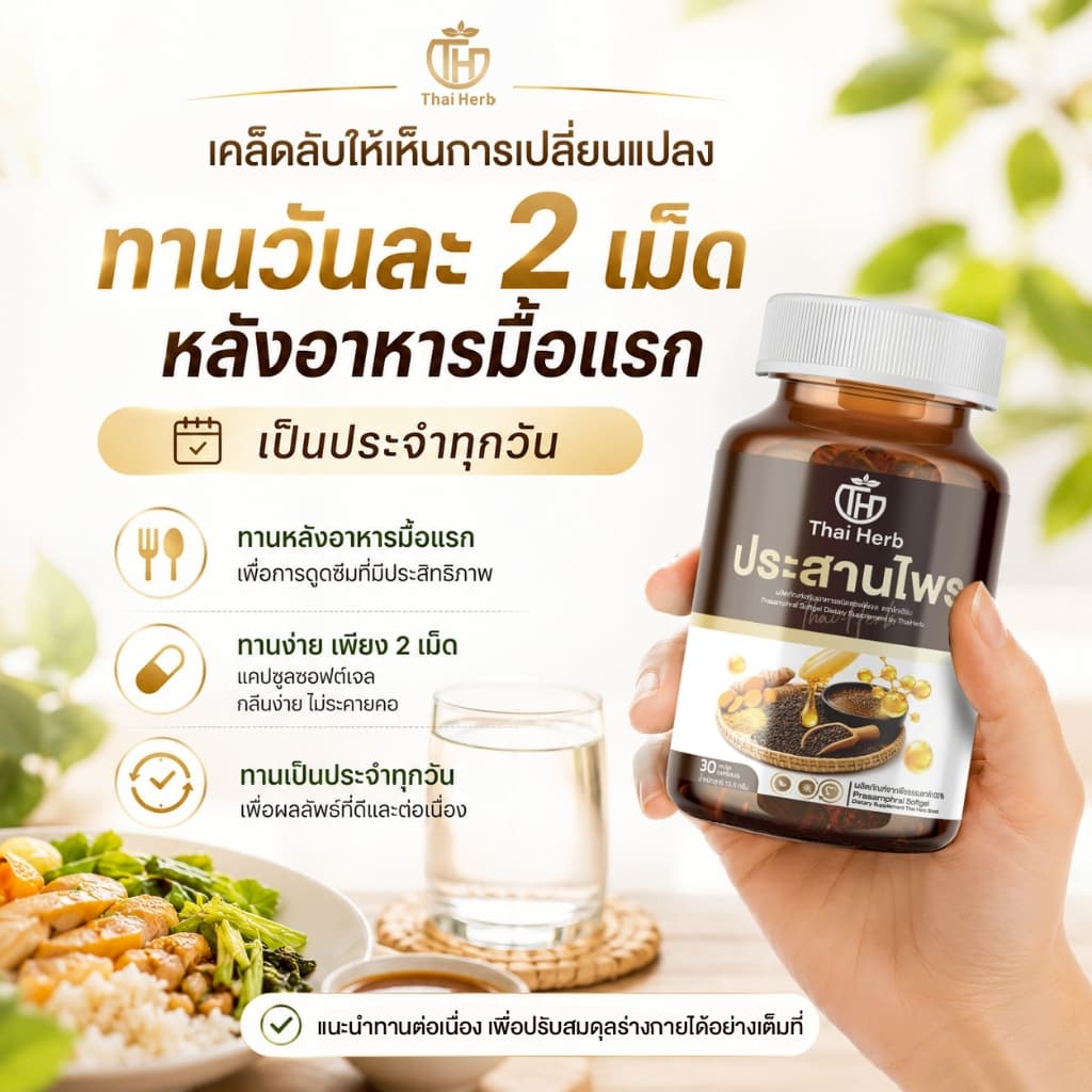 Thaiherb ประสานไพร ผลิตภัณฑ์เสริมอาหาร ปรับสมดุลระบบขับย่อยอาหาร กรดไหลย้อน รูปที่ 3