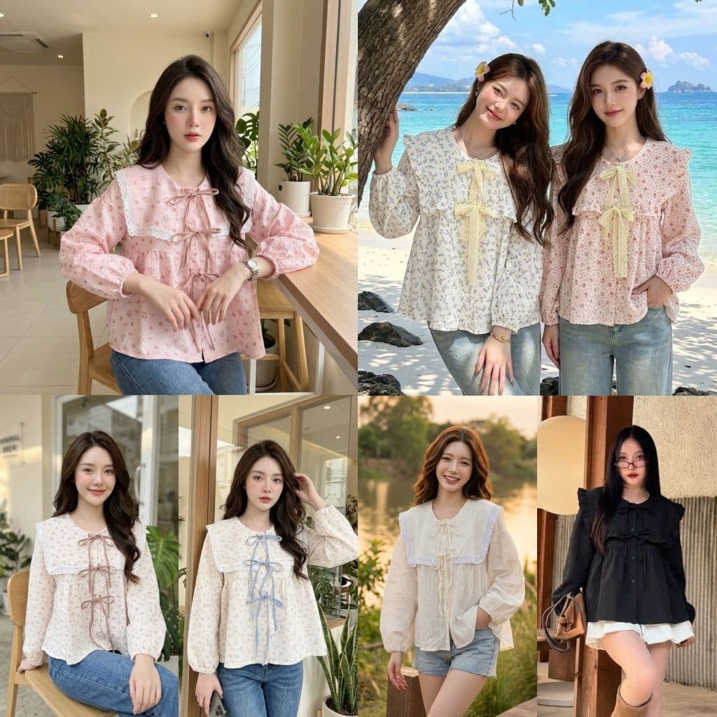 เสื้อคอบัวกระดุมหน้าอกหน้าผ้า44​ นิ้ว​ ยาว​ 23นิ้ว​​ ราคา209บาท​ เหมาะอกจริง​ 32-40นิ้ว รูปที่ 1