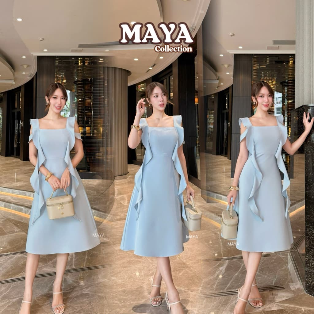 เดรสสั้นไปงาน ชุดไปงาน s-3xlผ้าอัดกาวอยู่ทรงสวย MAYA ดูแพง G153 สะโพกฟรี รูปที่ 7