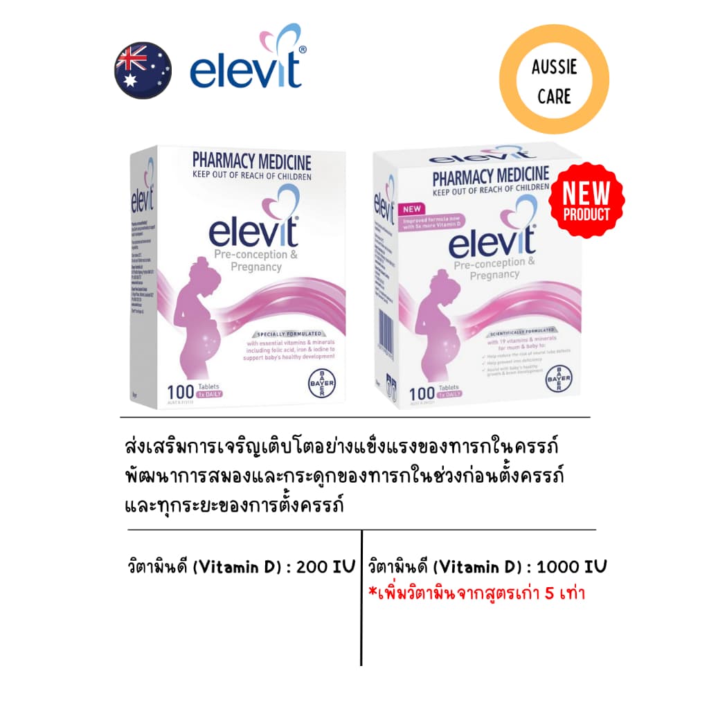 สูตรใหม่ Elevit Pre-conception & Pregnancy 100 Tablets รูปที่ 2