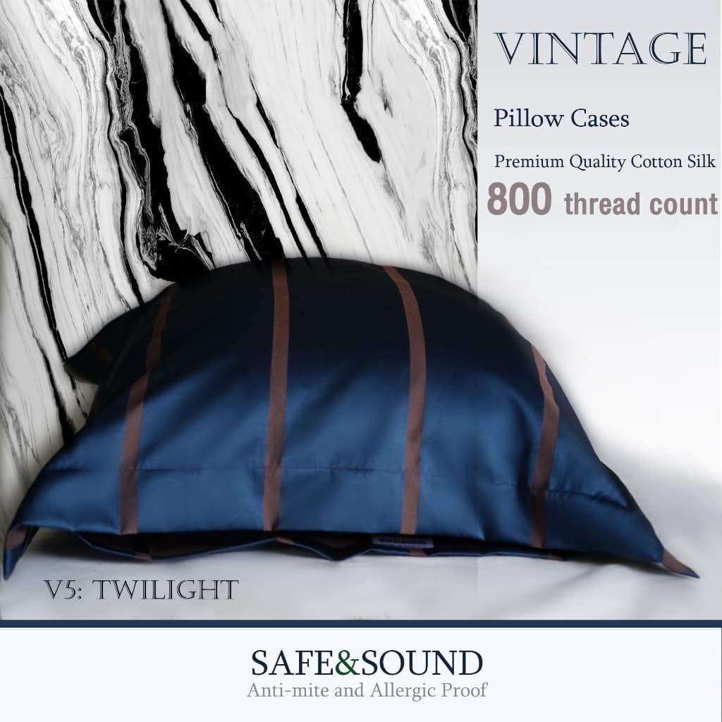SAFE&SOUND ปลอกหมอนหนุน 800 TC กันไรฝุ่นแบบมีชาย ขนาด 20x30 นิ้ว Vintage Premium Quality Cotton Silk รูปที่ 7