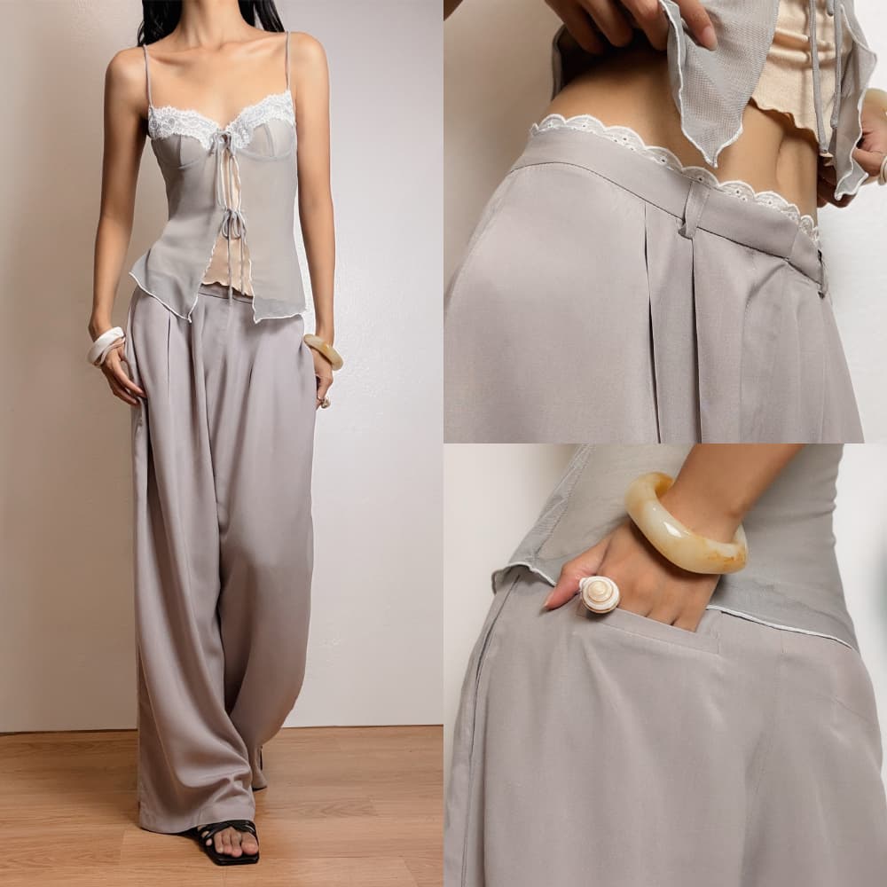 Try_yorata | Baggy trouser,Tencel coat,Fisherman กางเกงขอบเอวลูกไม้ ใส่สบายไม่ร้อน ชุดเที่ยวคาเฟ่ติดแกลม รูปที่ 7