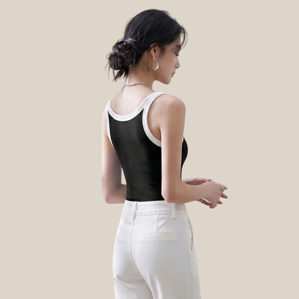 WsimpleBra | Trara Tank Top เสื้อกล้ามยาว ผู้หญิง ทูโทน มีบราในตัว เลิกใส่ชุดชั้นในและซิลิโคลปิดจุก รูปที่ 9