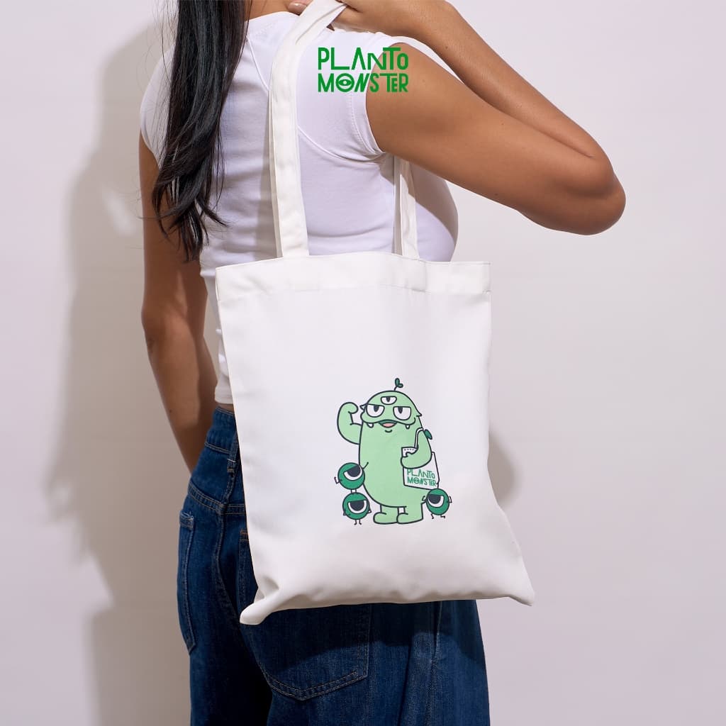 Planto Monster Tote Bag กระเป๋าผ้าสกรีนลาย ถุงผ้า รูปที่ 3