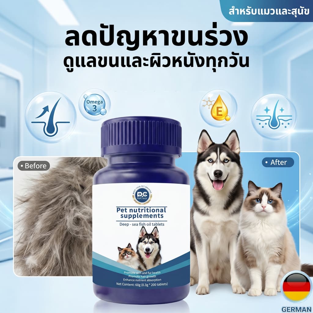 PetClear โอเมก้า 3 Fish Oil Tablets ขนสวยเงางาม สำหรับสุนัขแมว 200 เม็ด รูปที่ 3