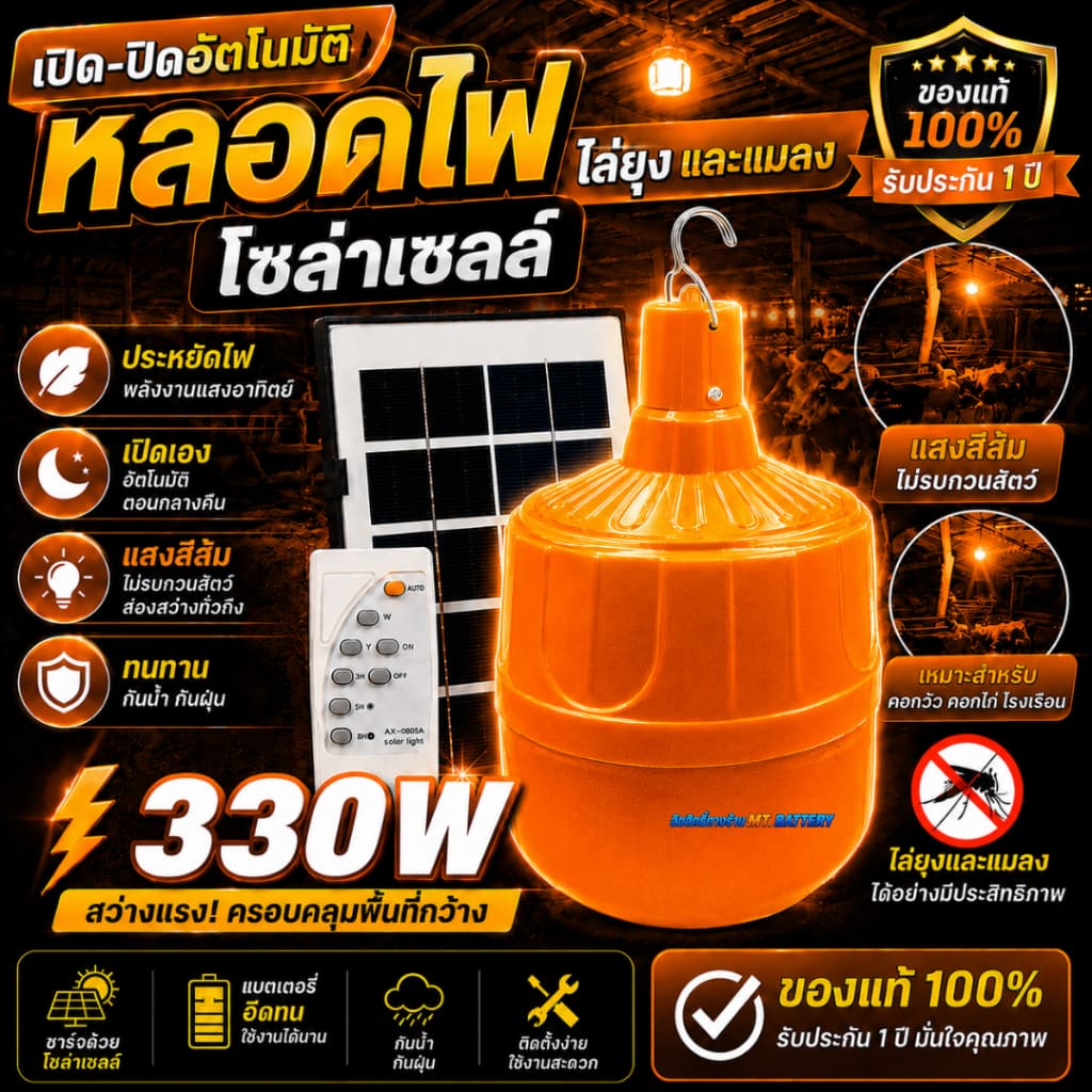 ไฟไล่ยุงโซล่าเซลล์ 10,000W สว่างสุดขีด กันฝน ทนแดด เหมาะสำหรับคอกวัว คอกไก่ ฟาร์มเกษตร รูปที่ 7