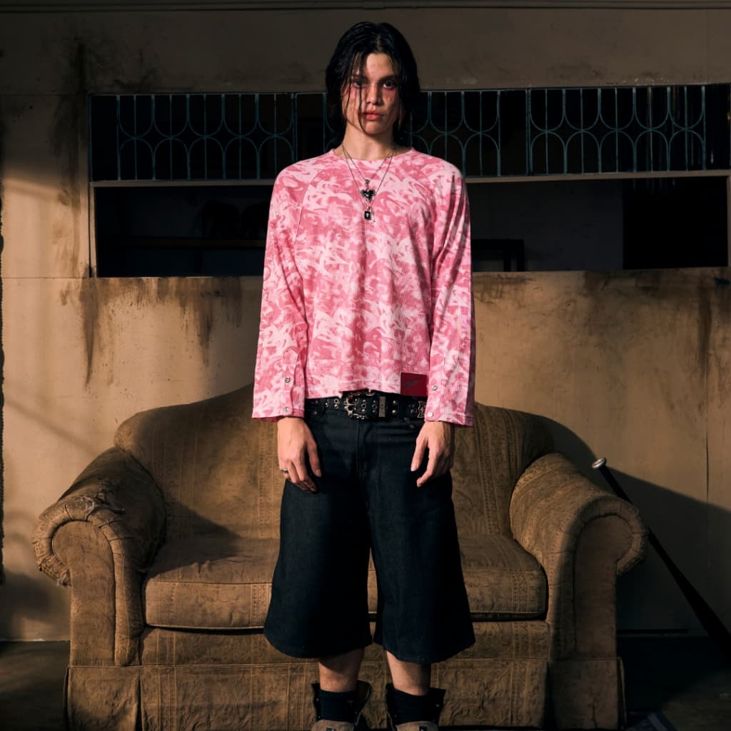 22wrldwidee Lovesickness Long Sleeve Camo Jersey เสื้อcamo waffle ลายโลโกแบรนด์ โครตเฟี้ย รูปที่ 2
