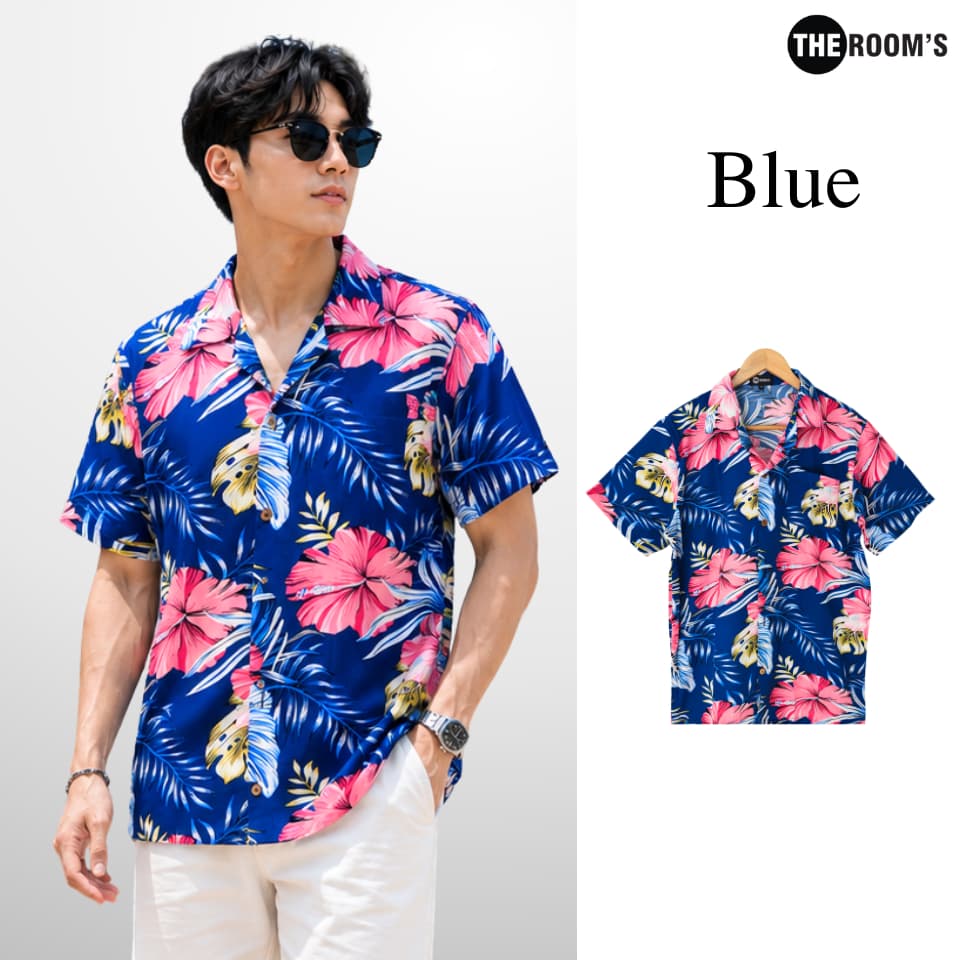THE ROOM'S - เดอะรูม เสื้อฮาวาย โคตรนุ่ม แขนสั้น ไม่ต้องรีด เสื้อยับยาก ผ้าดีมาก ลาย ป๊อปปี้ รูปที่ 4