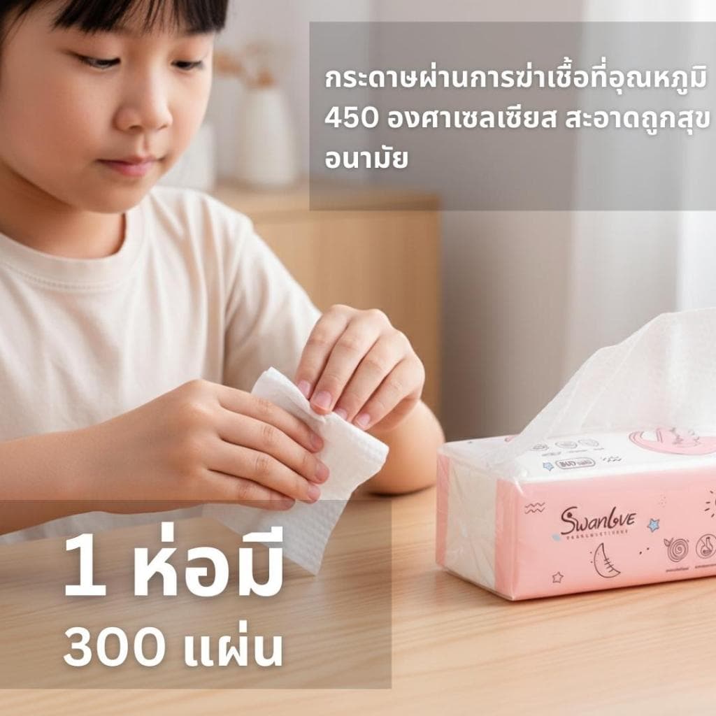 Swanlove ทิชชู่ ลายหมูเด้ง แบบยาวและแบบสั้น หนา 3 ชั้น เท่ากับ 1 หิ้ว 10 ห่อ Tissue เช็ดหน้า ทิชชู่ รูปที่ 5