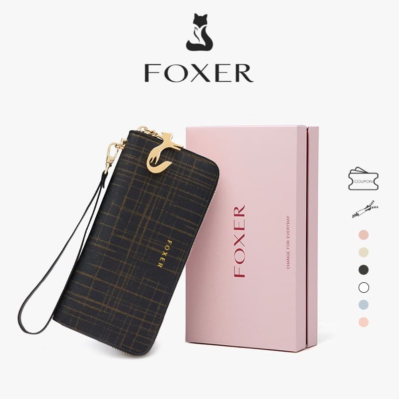 FOXER กระเป๋าสตางค์ยาวมีซิป ดีไซน์ทันสมัย ​​จุของได้เยอะ มีช่องใส่บัตรหลายช่อง รูปที่ 1