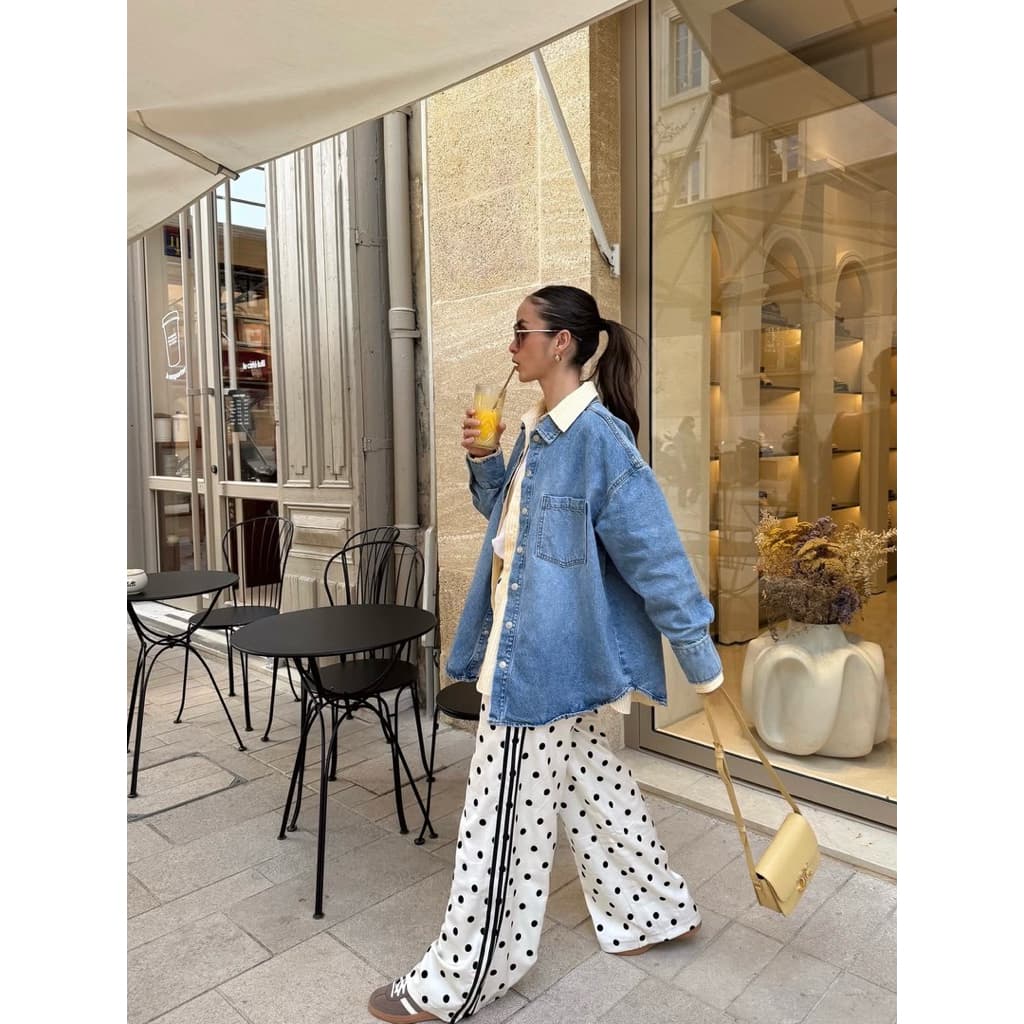AD Polkadot pant " กางเกงขายาว พิมพ์ลาย ลวดลายจุด สีสัน ชัดเจน เนื้อผ้าดีมีน้ำหนักทรงสวยมากๆคะ รูปที่ 3