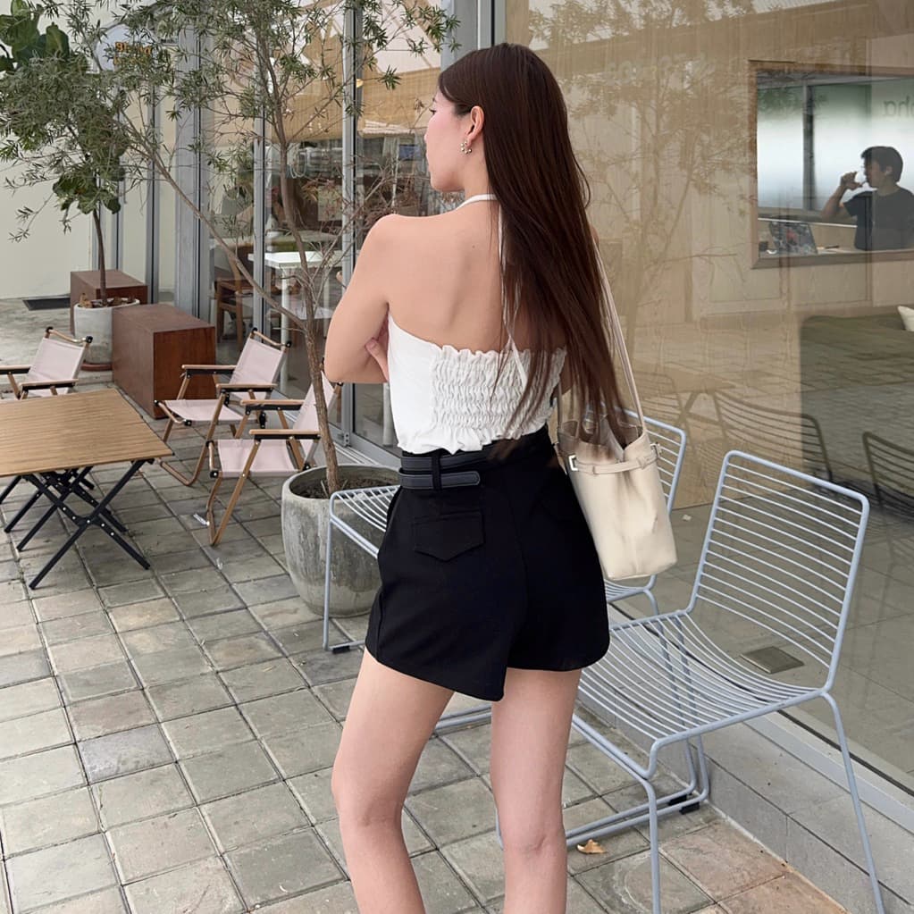 Yada Pants | Luna shorts กางเกงขาสั้น แต่งกระเป๋าหลัง ผ้าโรเชฟ *ไซส์เล็กกว่ารุ่น Lisa* รูปที่ 8