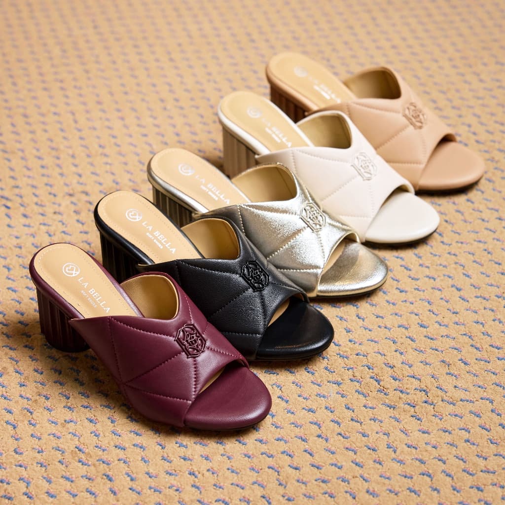 LA BELLA รองเท้าส้นสูงเปิดส้นหนังแกะ รุ่น ELEGANTE SOFT STITCH SANDALS 5 สี รูปที่ 3