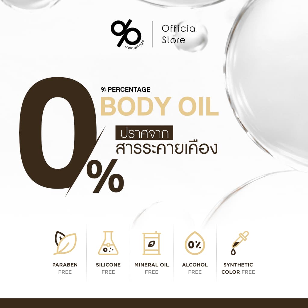 % PERCENTAGE BODY OIL 120 mL บอดี้ออย กลิ่นหอม บำรุงผิวกาย เนียนนุ่ม ชุ่มชื้น รูปที่ 7