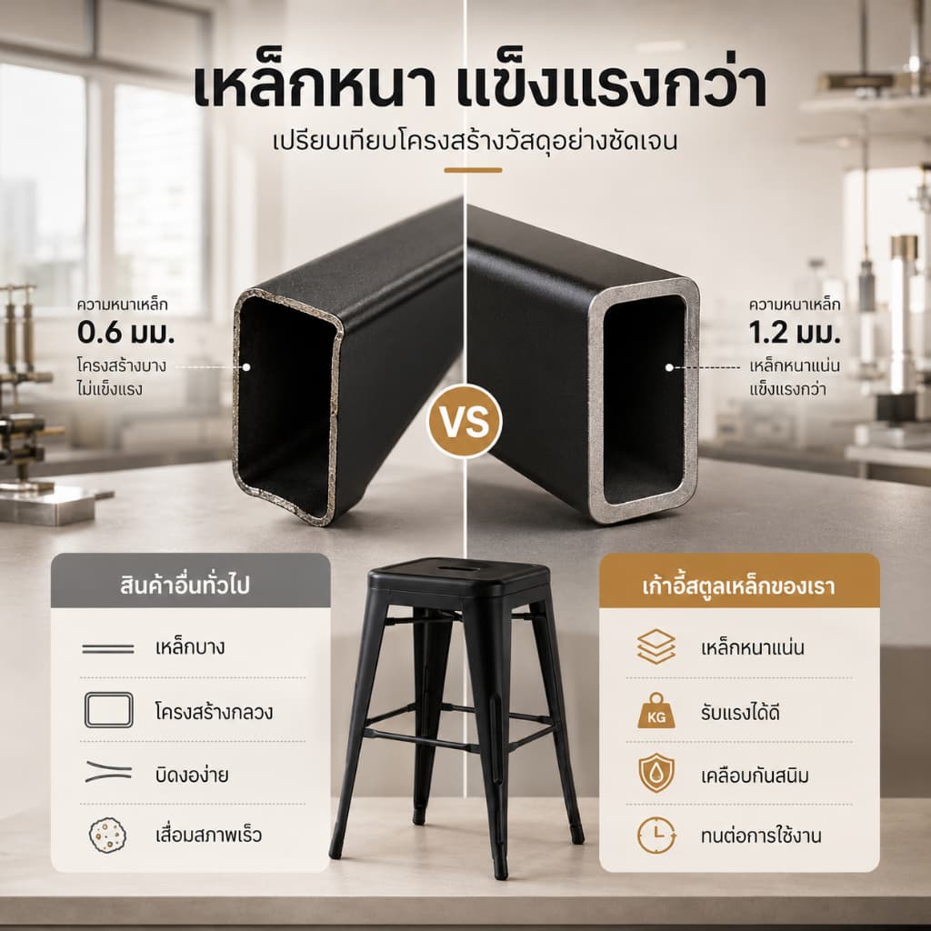 EF สตูลขนาดเล็ก เก้าอี้บาร์วางซ้อนกันได้ เก้าอี้เหล็ก เก้าอี้บาร์เหล็ก เก้าอี้คาเฟ่ สูง รูปที่ 3