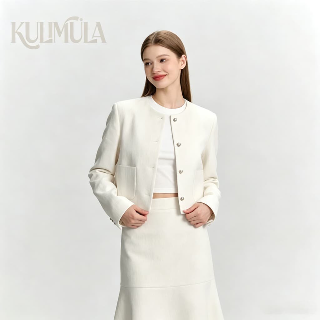 KULIMULA Jolin Blazer Blazer สไตล์เกาหลี เสื้อครอปเบเซอร์ YD38 รูปที่ 6