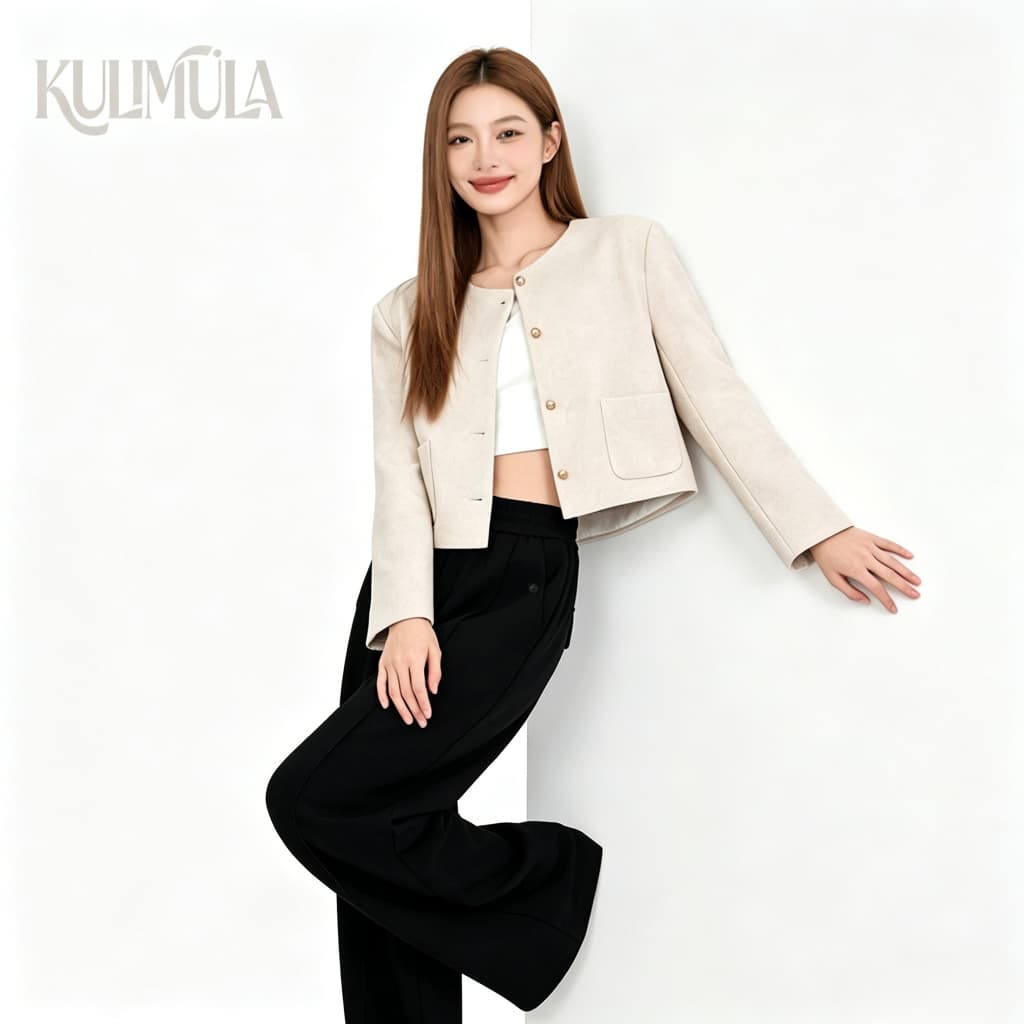 KULIMULA Jolin Blazer Blazer สไตล์เกาหลี เสื้อครอปเบเซอร์ YD38 รูปที่ 3