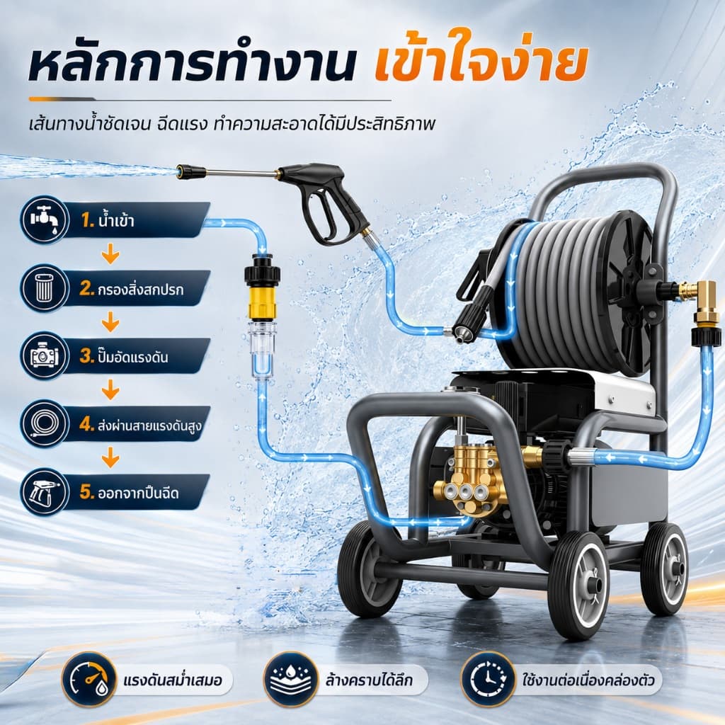 REAIM เครื่องฉีดน้ำแรงดันสูง6800W 3000bar เครื่องฉีดน้ำแรงดันสูงแบบพกพา รูปที่ 6