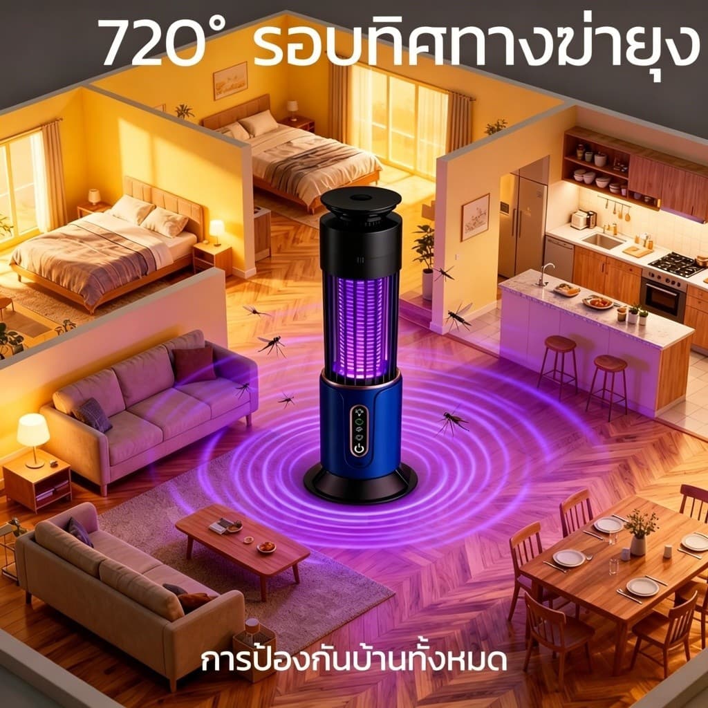 JameMirs 50000Vเครื่องดักยุงไฟฟ้า ตั้งเวลา 3 เกียร์ เครื่องดักยุงUV กำจัดยุง 360°ประสิทธิภาพสูง สตรีมีครรภ์และทารกใช้ได้ รูปที่ 4