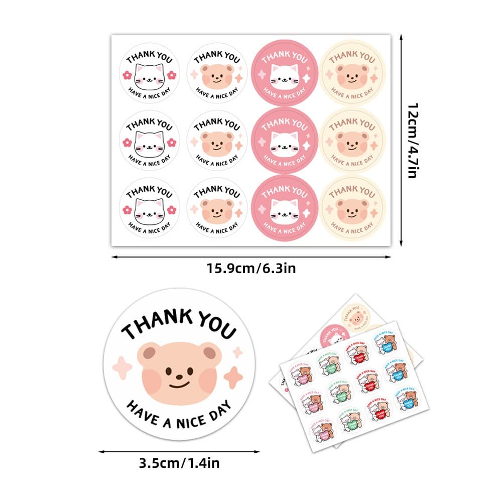 สติกเกอร์ THANK YOU ลายการ์ตูน ลายหมีน้อยน่ารัก ขนาด 3.5 ซ.ม รูปที่ 3
