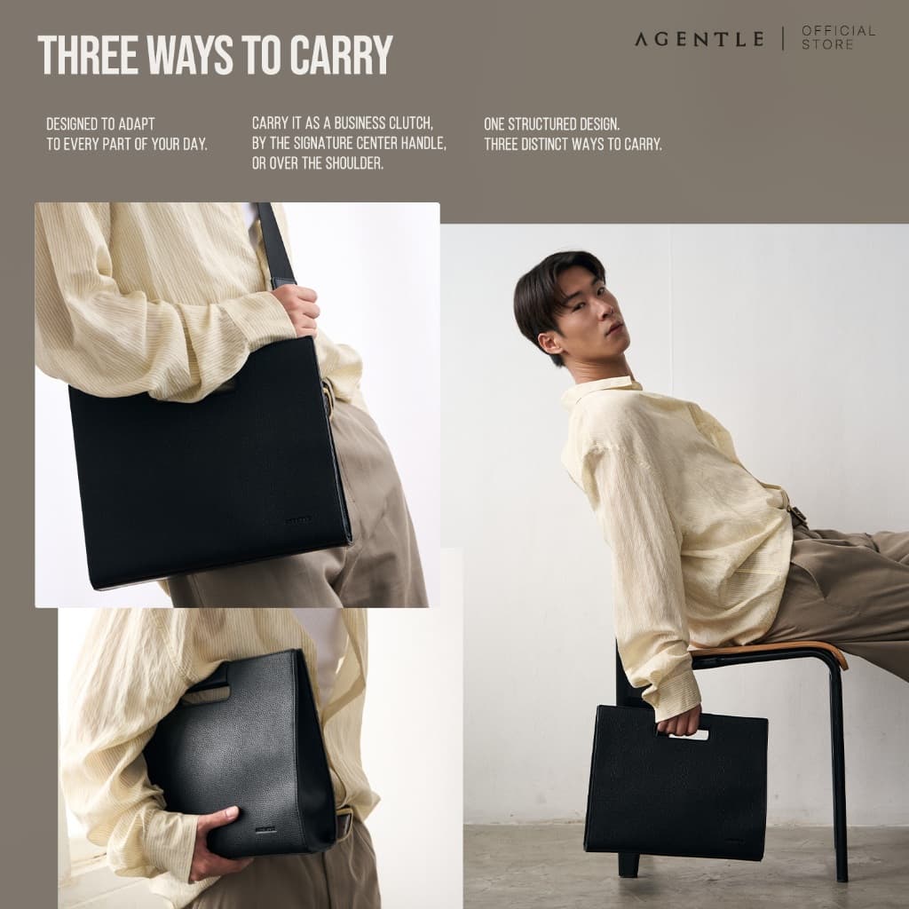 AGENTLE BNF Business Clutch Bag กระเป๋าธุรกิจผู้ชาย เอกสาร A4 โน็ตบุ๊ค Ipad รูปที่ 3