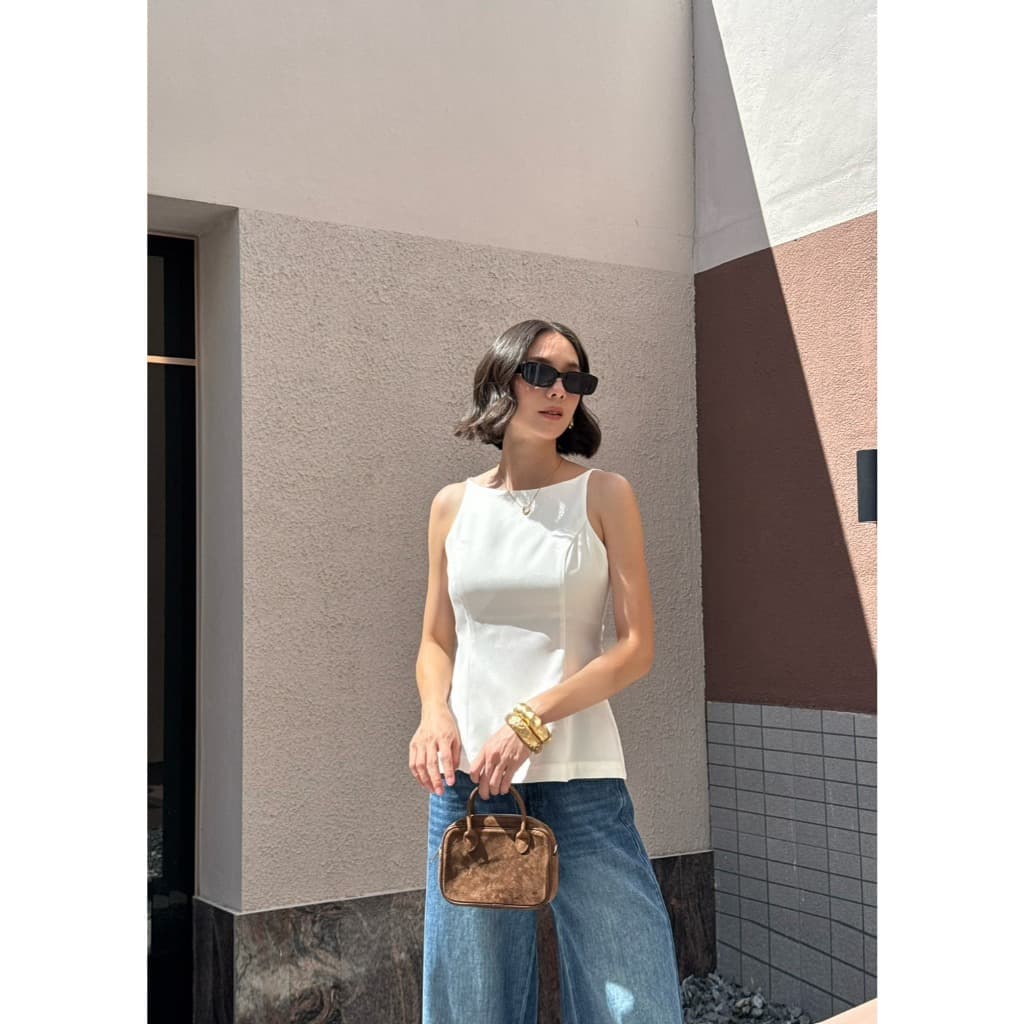 colourblockmatter - Moby Top เสื้อแขนกุดทรงเข้ารูปช่วงเอว ด้านหลังเว้า ผูกโบว์ มี 3 สี รูปที่ 6