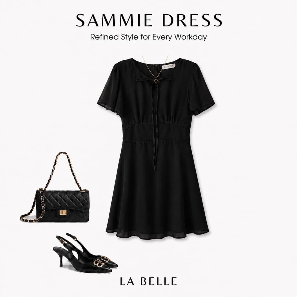 DR0497 LABELLE รุ่น Sammie Dress เดรสสั้นทำงาน เดรสน่ารัก รูปที่ 6
