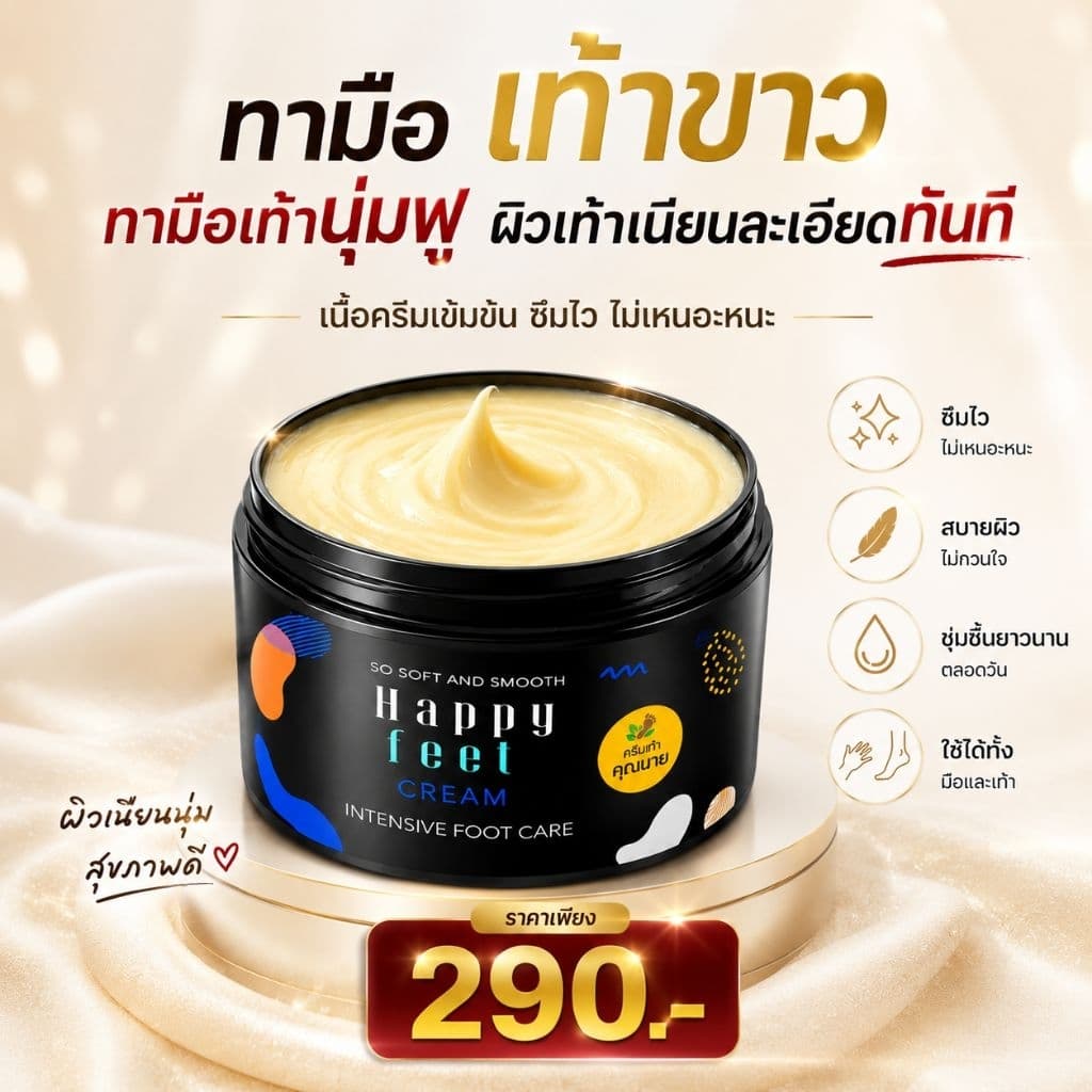 ครีมเท้าคุณนาย Happy Feet Cream ครีมเท้าขาว แพคเกจใหม่ รูปที่ 5