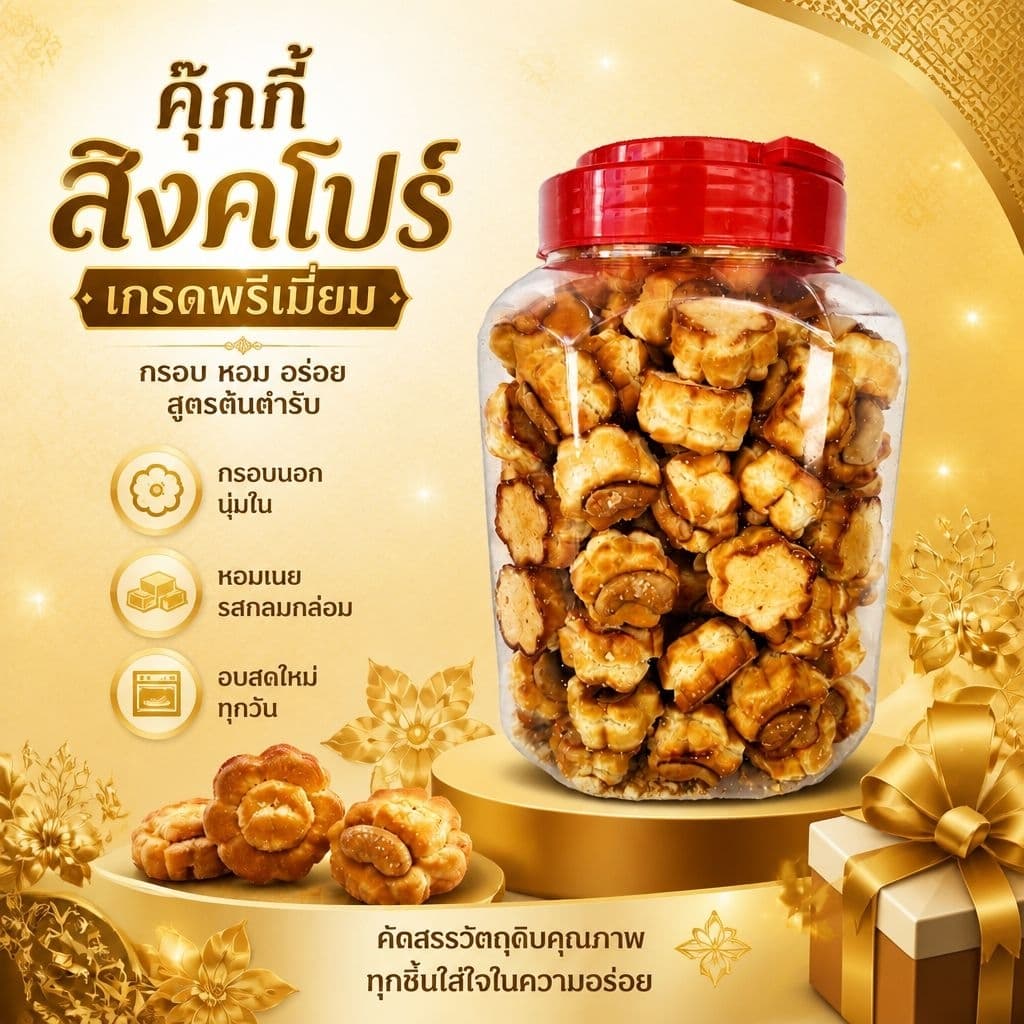 คุกกี้สิงคโปร์ เกรดพรีเมี่ยม รสดั้งเดิม บรรจุโหล รูปที่ 1