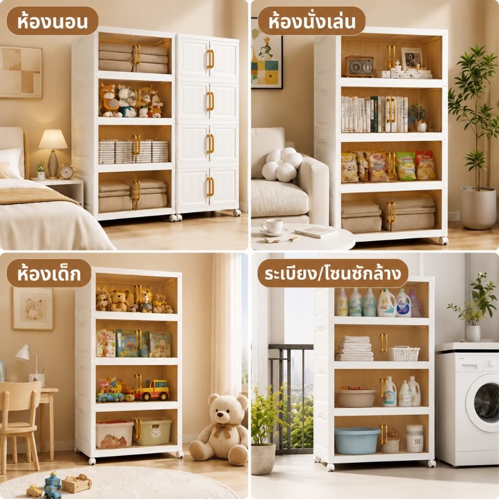 NeatBox ตู้เก็บของพับได้ 90cm ขนาดใหญ่ หนาพิเศษ มีล้อ รับน้ำหนัก 350kg กันน้ำ กันชื้น ตู้เก็บของอเนกประสงค์ รูปที่ 4