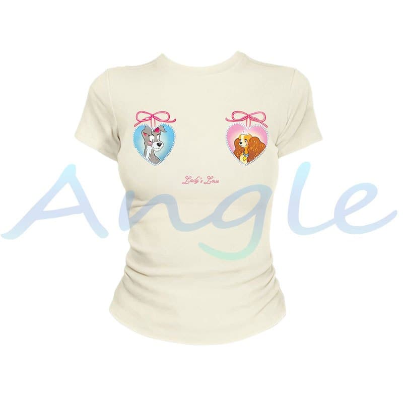 Angle Official เสื้อยืดยืดหยุ่นกระชับผู้หญิง สไตล์หวานน่ารัก แฟชั่นเสื้อผ้าผู้หญิงสไตล์เกาหลี T70 รูปที่ 6