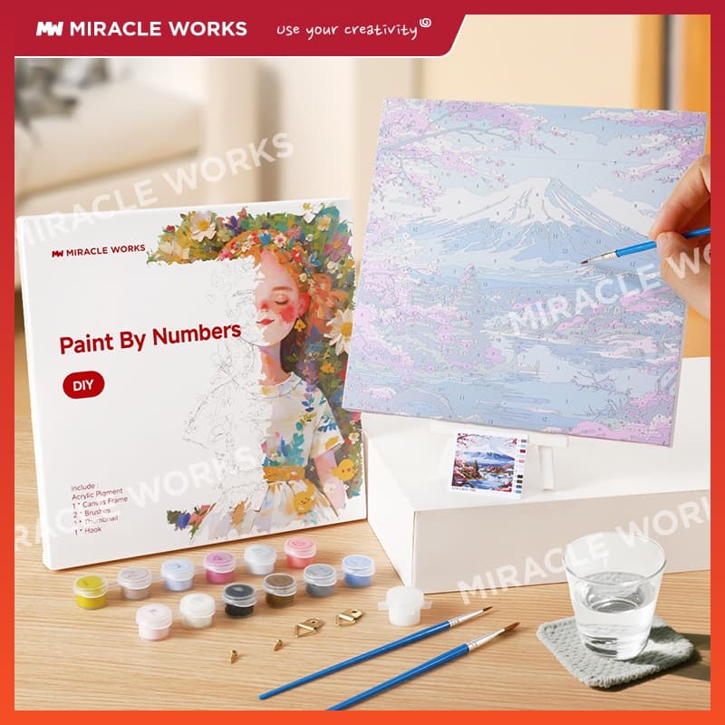 MW ระบายสีตามตัวเลข 20x20ซม มีเฟรม ภาพวาดตกแต่งอะคริลิก ของขวัญ DIY สำหรับเด็ก คู่ รูปที่ 1