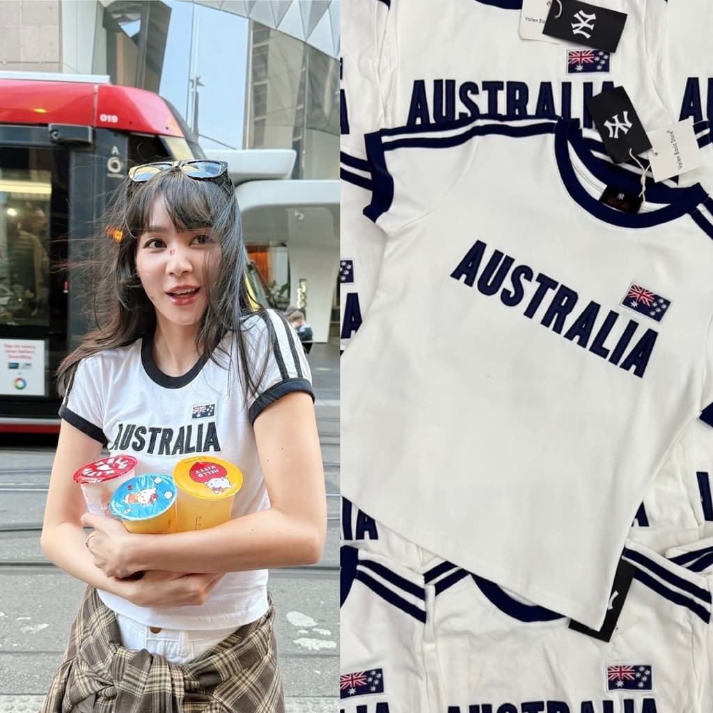 NY Newyork Aus baby tee เสื้อยืดคอกลมแขนสั้นทรงเบบี้ที งานปักลายใหม่น่ารักมาก รูปที่ 5