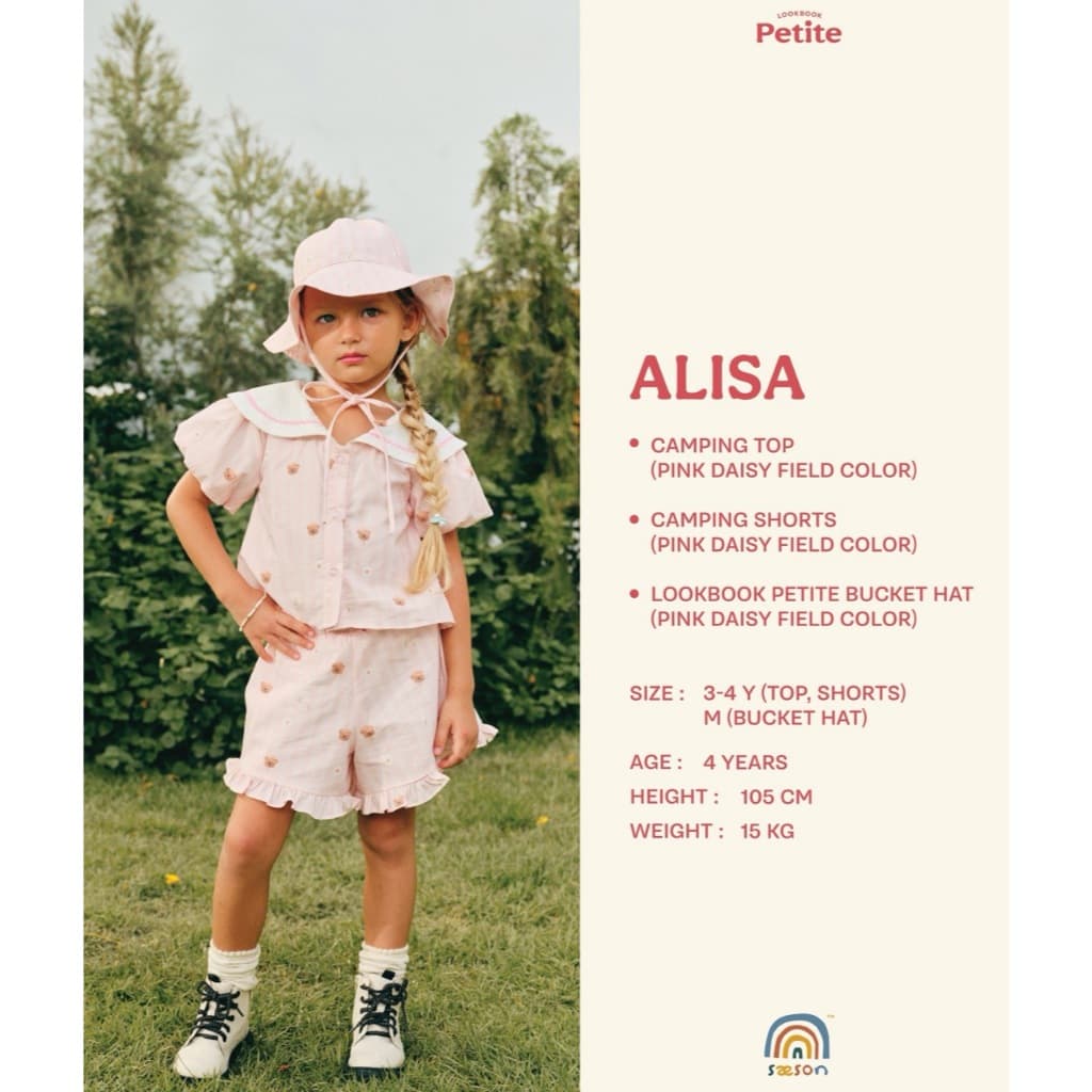 lookbookpetite x saeson | camping shorts สี pink daisy field รูปที่ 6
