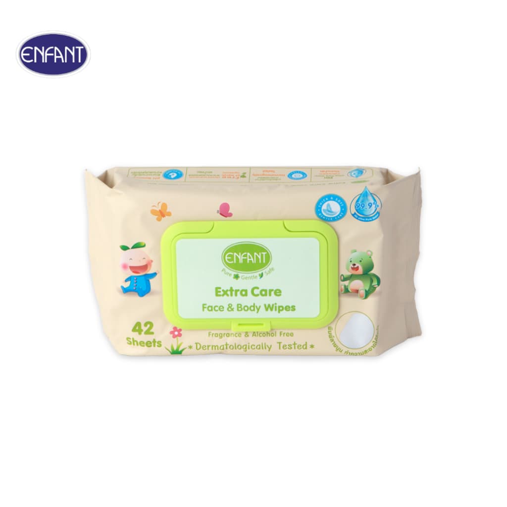 ENFANT ผ้าเช็ดทำความสะอาดแบบเปียก สูตรน้ำ EDI 99.9% 1แพ็ก/2ห่อ + ขนาดพกพา 1แพ็ก/8ห่อ รูปที่ 3