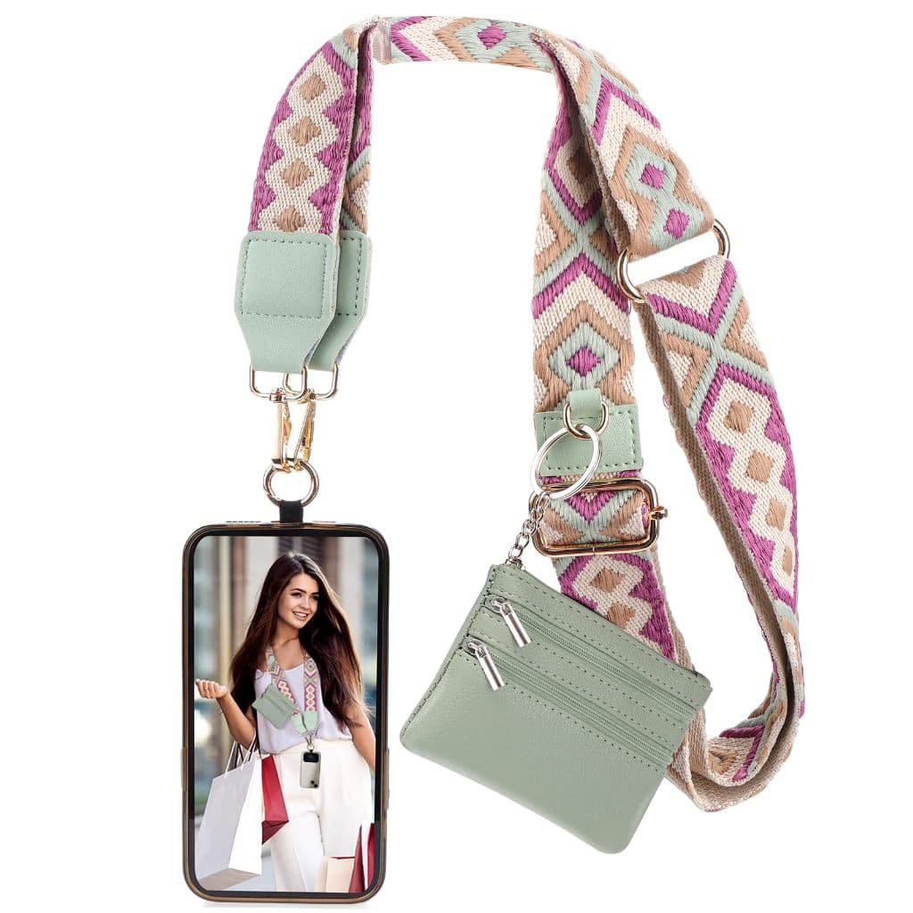 SUPHIAR Phone Strap with Zippered Pouch สายคล้องโทรศัพท์กว้างพร้อมกระเป๋าใส่เหรียญแบบสะพายข้าง รูปที่ 1