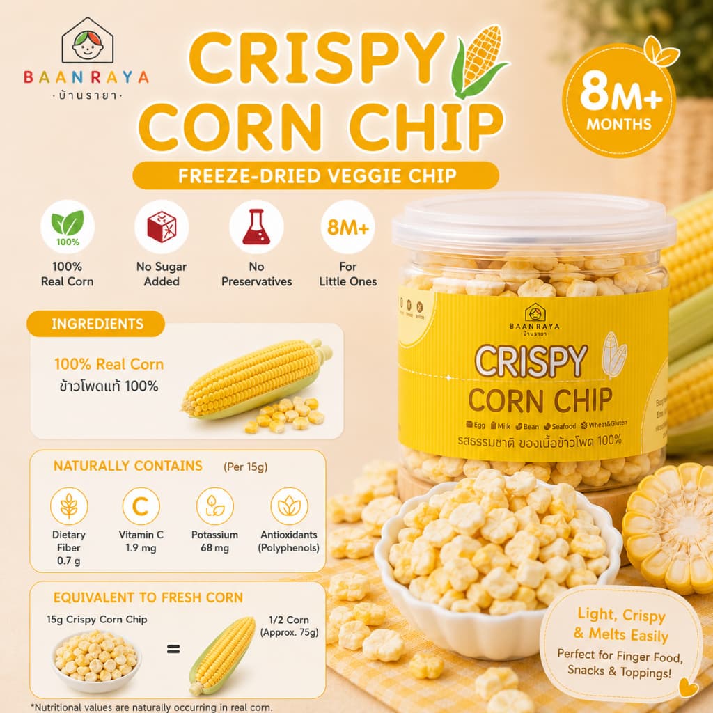 ตัวช่วยเด็กทานผลไม้ Crispy Fruit Chip 8M+ ขนมเด็ก ผักผลไม้ฟรีซดราย Finger Food BLW ไม่เติมน้ำตาล Baan Raya รูปที่ 8