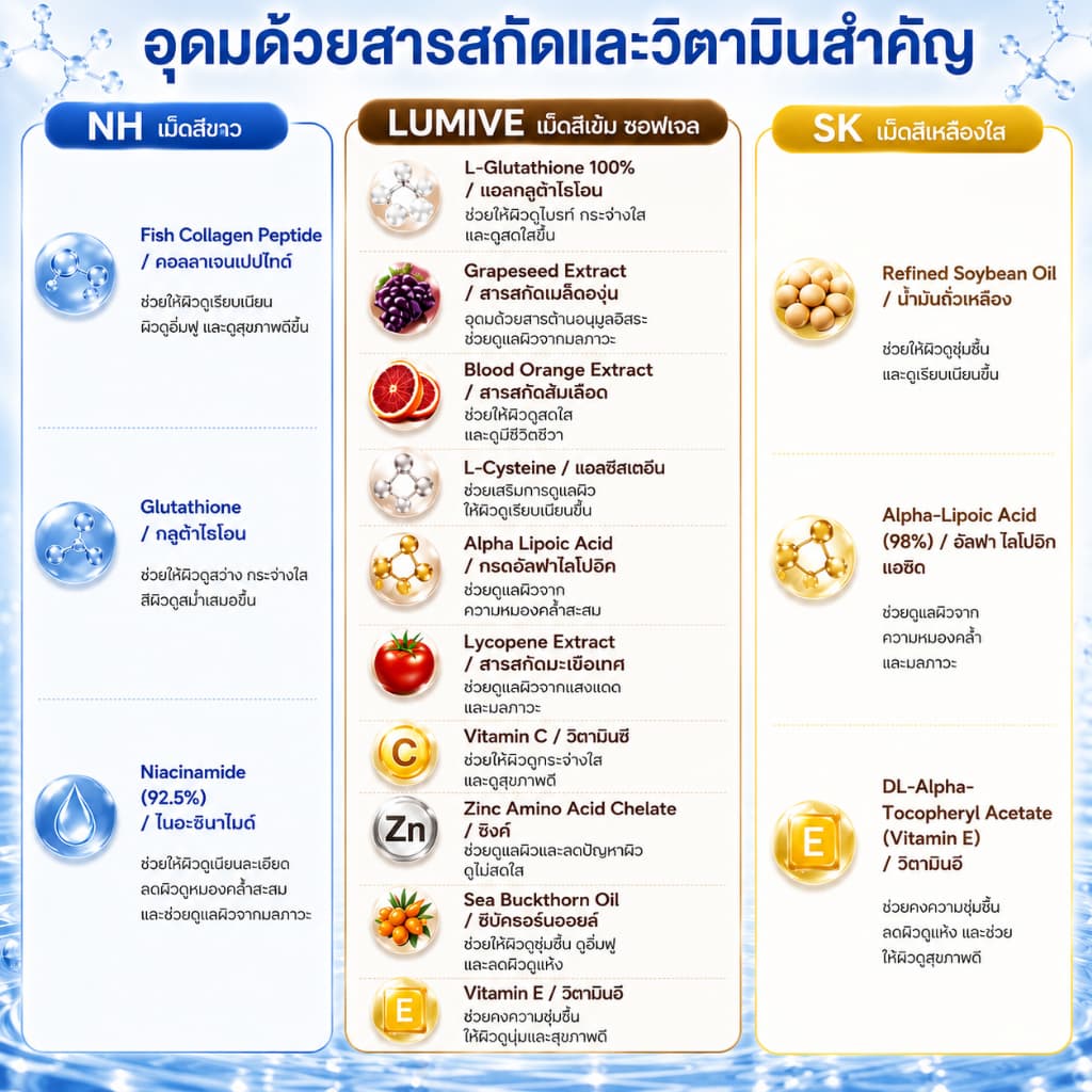 วิตามินผิวขาว หน้าขาว สูตร 2 ชุด 1 เดือน 90 เม็ด กลูต้า ผิวขาว ผิวใส ลดฝ้า บูสผิวไวกว่า รูปที่ 8