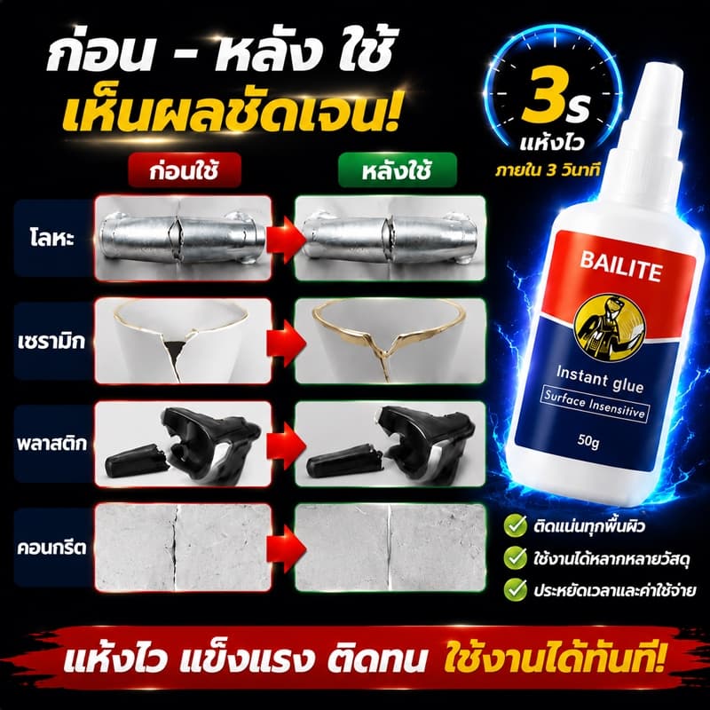 กาวเชื่อมที่แข็งแรง กาวเชื่อมโลหะ กาวติดแน่นสำหรับพลาสติกสามารถติดกับอะไรก็ได้ เซรามิก ไม้ และโลหะ รูปที่ 8
