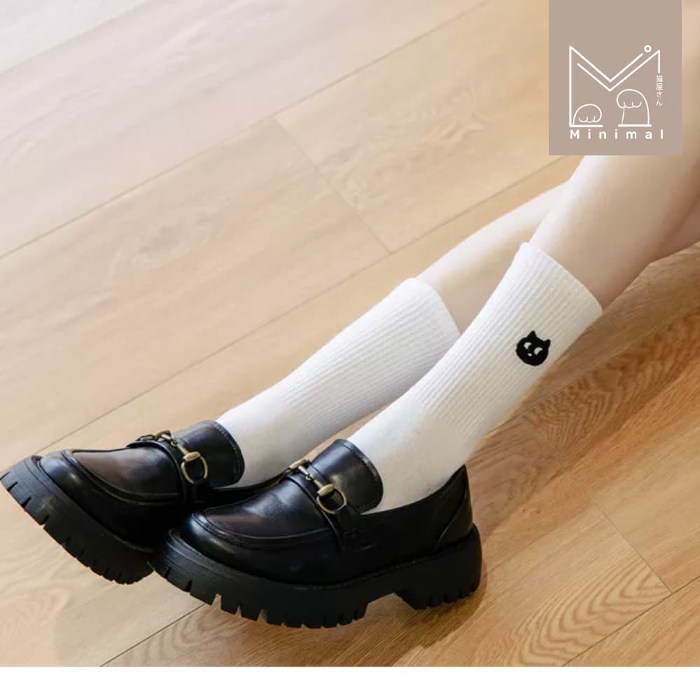 Meawnimal ถุงเท้าข้อยาวลายแมว ขาว–ดำ ใส่ง่าย แมทช์ทุกชุด Size 36–40 รูปที่ 3