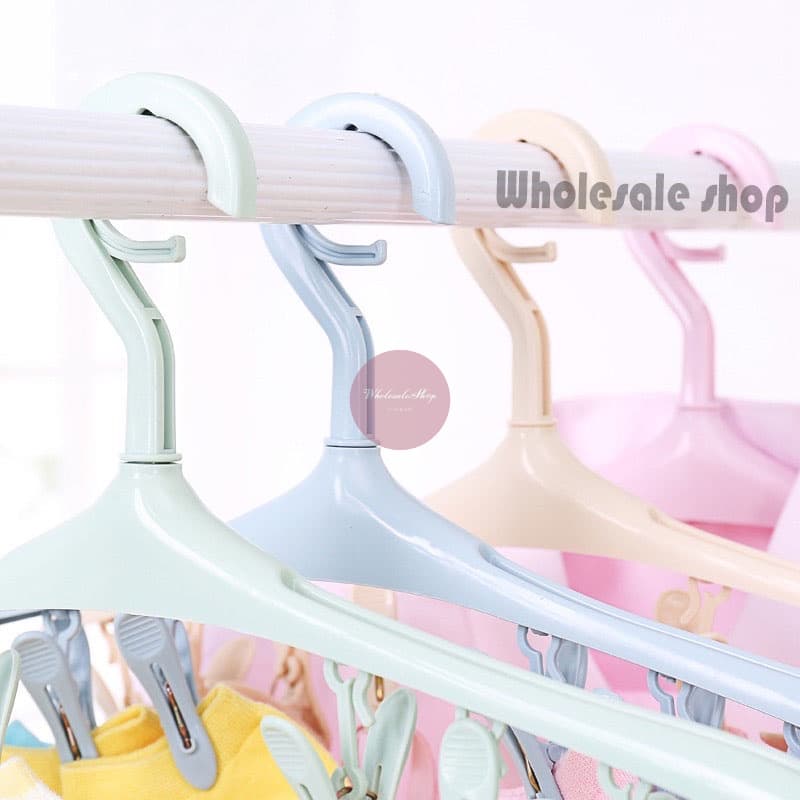 ไม้แขวนผ้าพร้อมตัวหนีบ 8 / 12 ชิ้น ตัวแขวนหมุนได้ 360 องศา สีพาสเทล ทนทาน คุ้มค่า รูปที่ 3